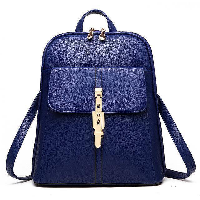 bags Blue Minimalist, Gold lock Back pack