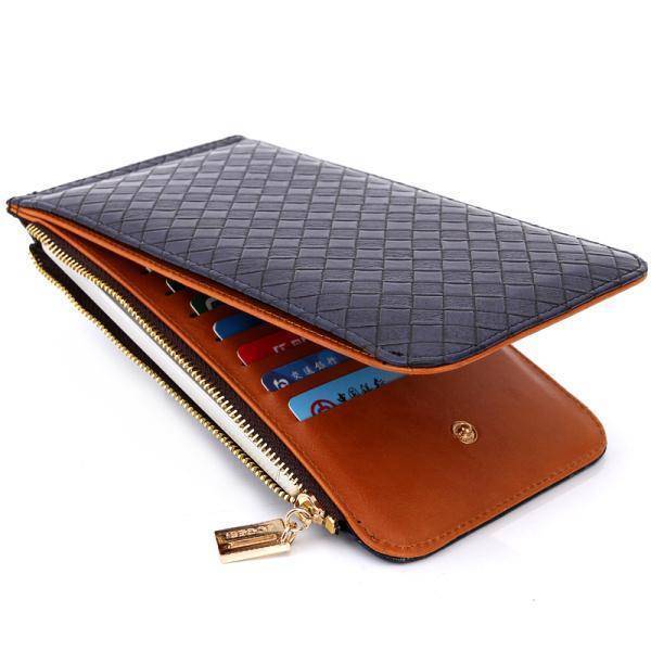 bags Blue Ultra Thin 1cm Large capacity Card Holder Wallet Magnet Clasp