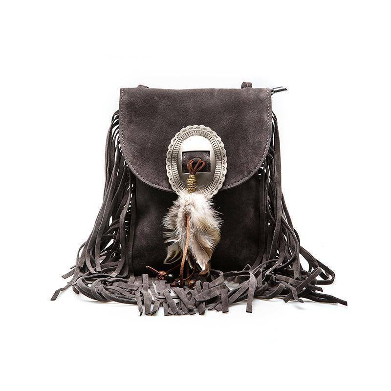 Fashion Vintage Suede Fringe Crossbody Bag, Boho Style Shoulder Bag, Tassel  Decor Square Purse Casual Messenger Bag For Travel & Every Day, Portable