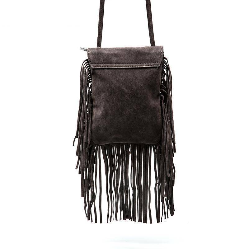 Fashion Vintage Suede Fringe Crossbody Bag, Boho Style Shoulder Bag, Tassel  Decor Square Purse Casual Messenger Bag For Travel & Every Day, Portable