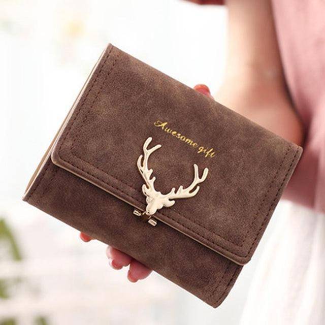 bags coffee Awesome Gift, Golden Deer opener Wallet for women, short small and long clutch