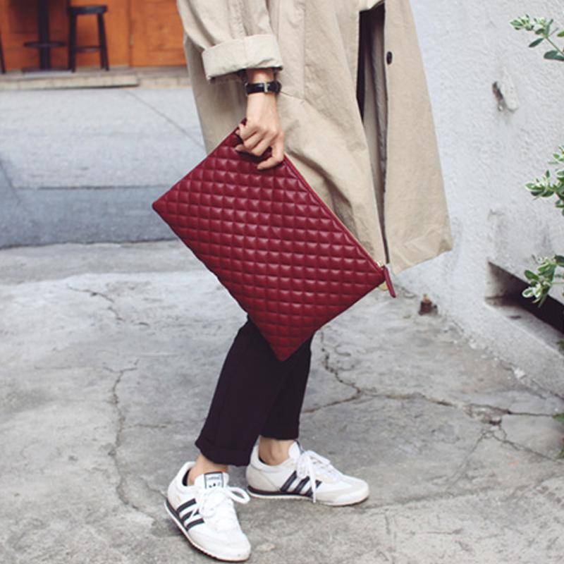 bags Diamond lattice Plaid, Quilted clutch