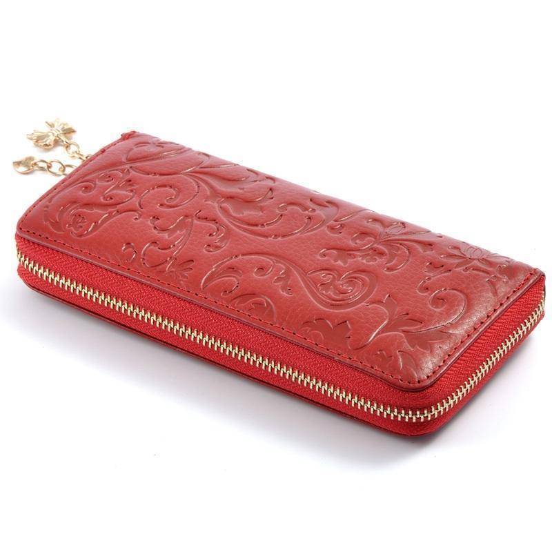 bags Genuine Leather Floral long Wallet clutch