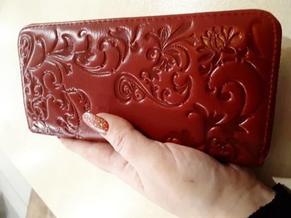 bags Genuine Leather Floral long Wallet clutch