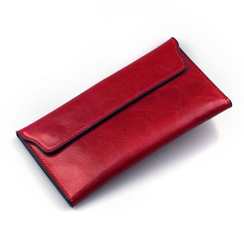 Genuine Leather Women Wallet Long thin Purse