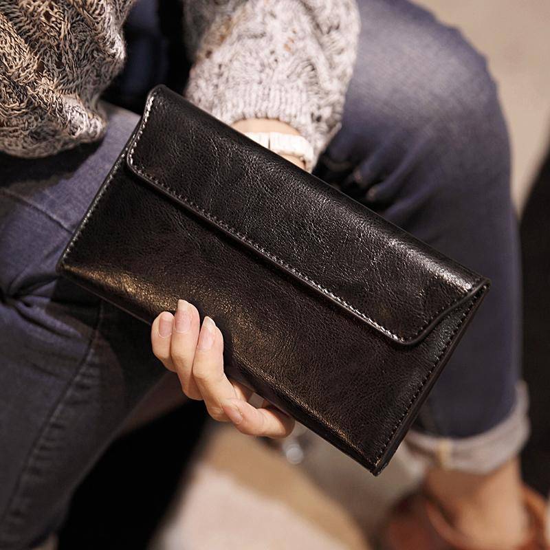 bags Genuine Leather Women Wallet Long thin Purse Cowhide multiple Cards Holder Clutch