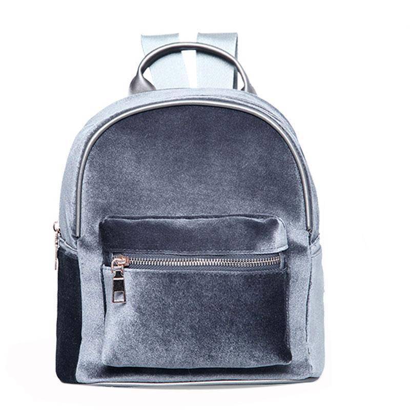 bags Gray Petite Velvet Designer Backpack Soft Backpack