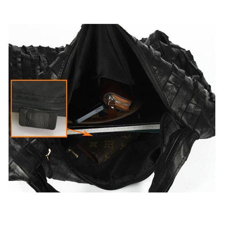 bags Large Hobo Black Bag Genuine leather sheep skin Shoulder tote