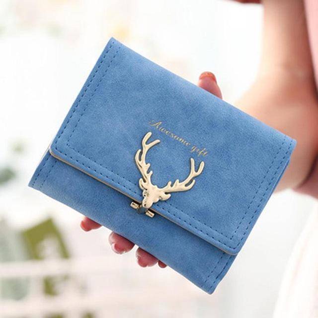 bags light blue Awesome Gift, Golden Deer opener Wallet for women, short small and long clutch