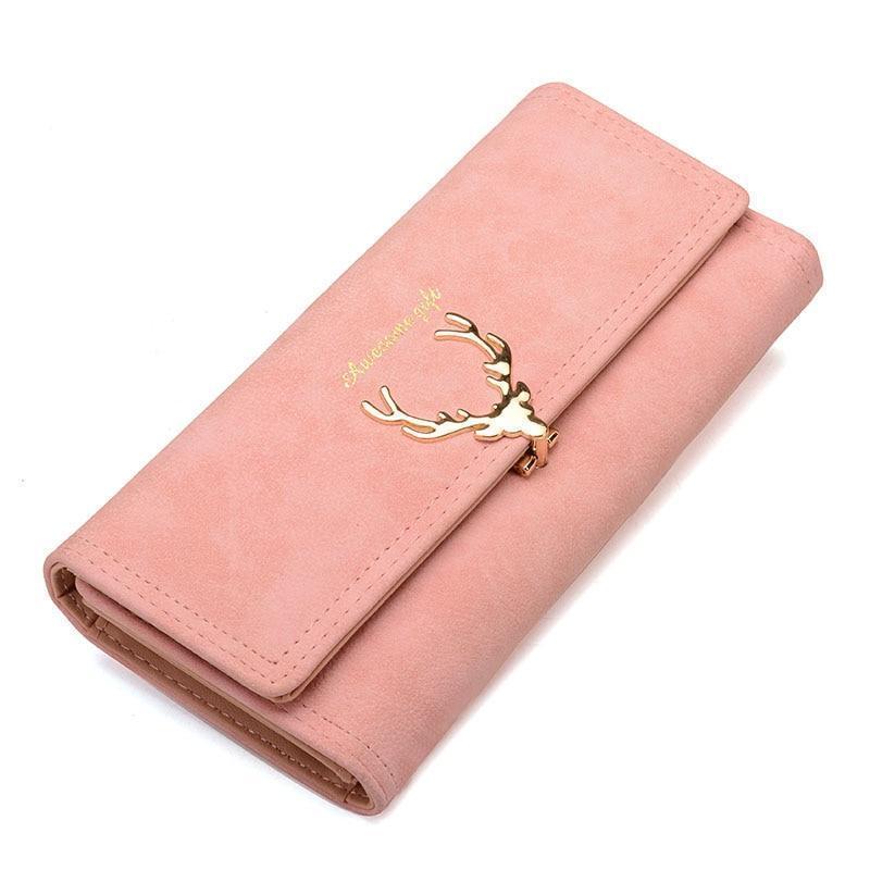 bags light pink Awesome Gift, Golden Deer opener Wallet for women, short small and long clutch