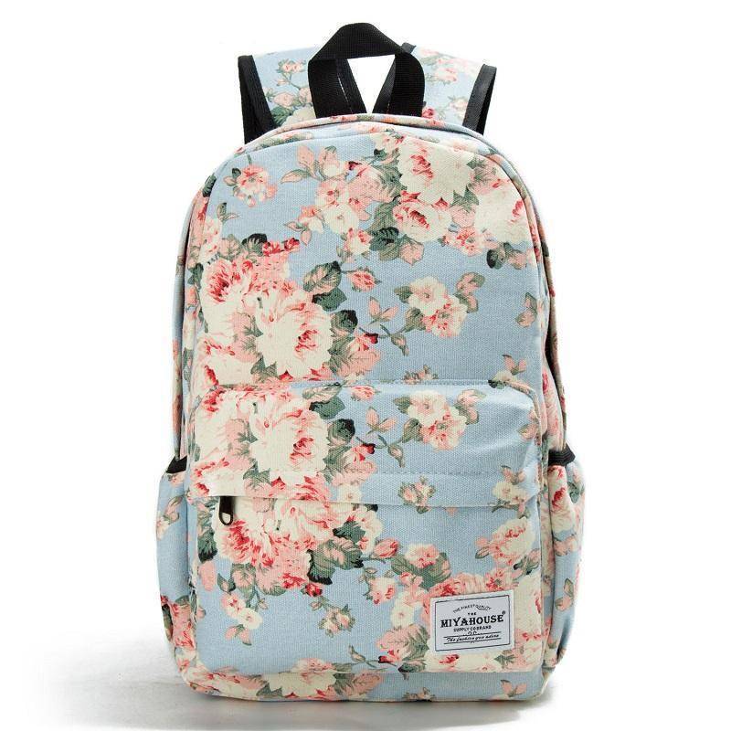 Bags Miyahouse Women Canvas Backpacks For Teenage Girls Travel Rucksack Fashion School Bags For Girls Floral Printing Backpack Women