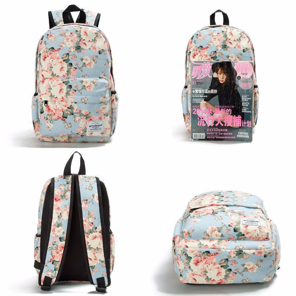 Bags Miyahouse Women Canvas Backpacks For Teenage Girls Travel Rucksack Fashion School Bags For Girls Floral Printing Backpack Women