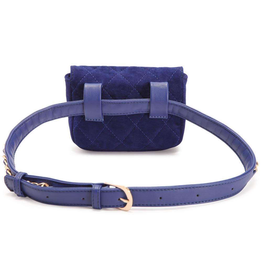 bags Plaid Suede Waist Belt Bag with Chain