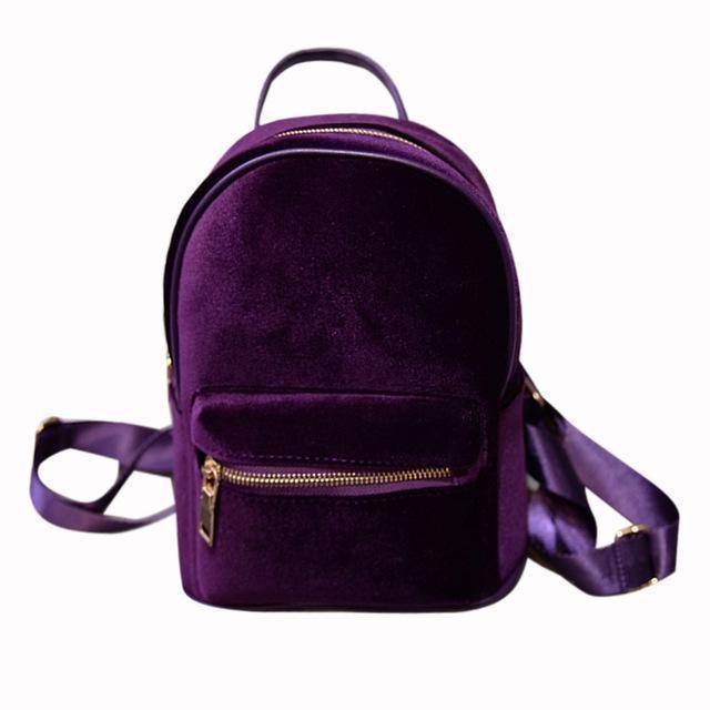 bags Purple Petite Velvet Designer Backpack Soft Backpack