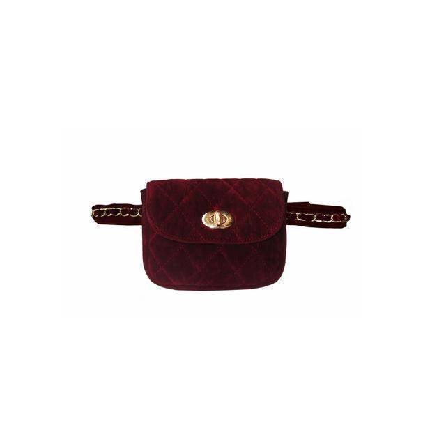 bags Red Plaid Suede Waist Belt Bag with Chain