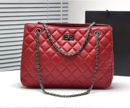 bags red Quilted Large Plaid Chain Shoulder