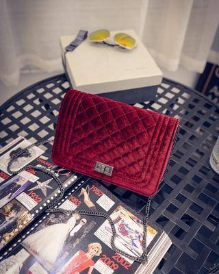 bags Red Quilted Plaid Messenger Cross Body Shoulder Bag for Women