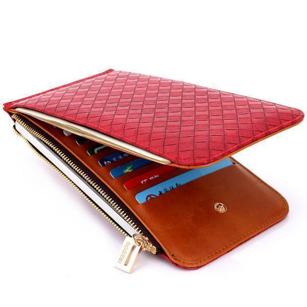 bags Red Ultra Thin 1cm Large capacity Card Holder Wallet Magnet Clasp