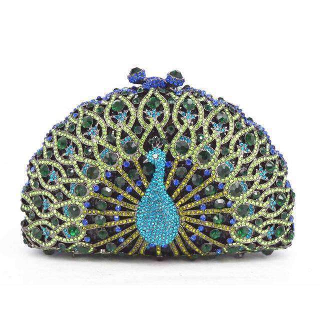 Women's Evening Bag Women Banquet Purse Luxury Evening Bag Turquoise Stone  Crystal Clutches Wedding Handbag (Color : Blue)