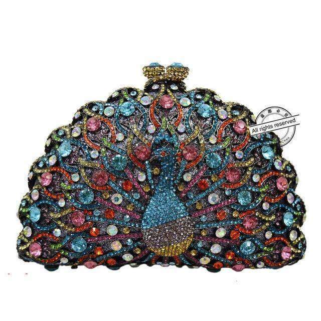 23 Colors, Luxury Crystal Evening Bag Peacock Clutch diamond party bling purse SALE