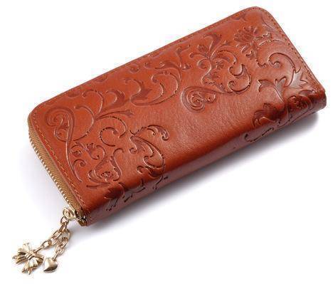 bags Yellow Genuine Leather Floral long Wallet clutch