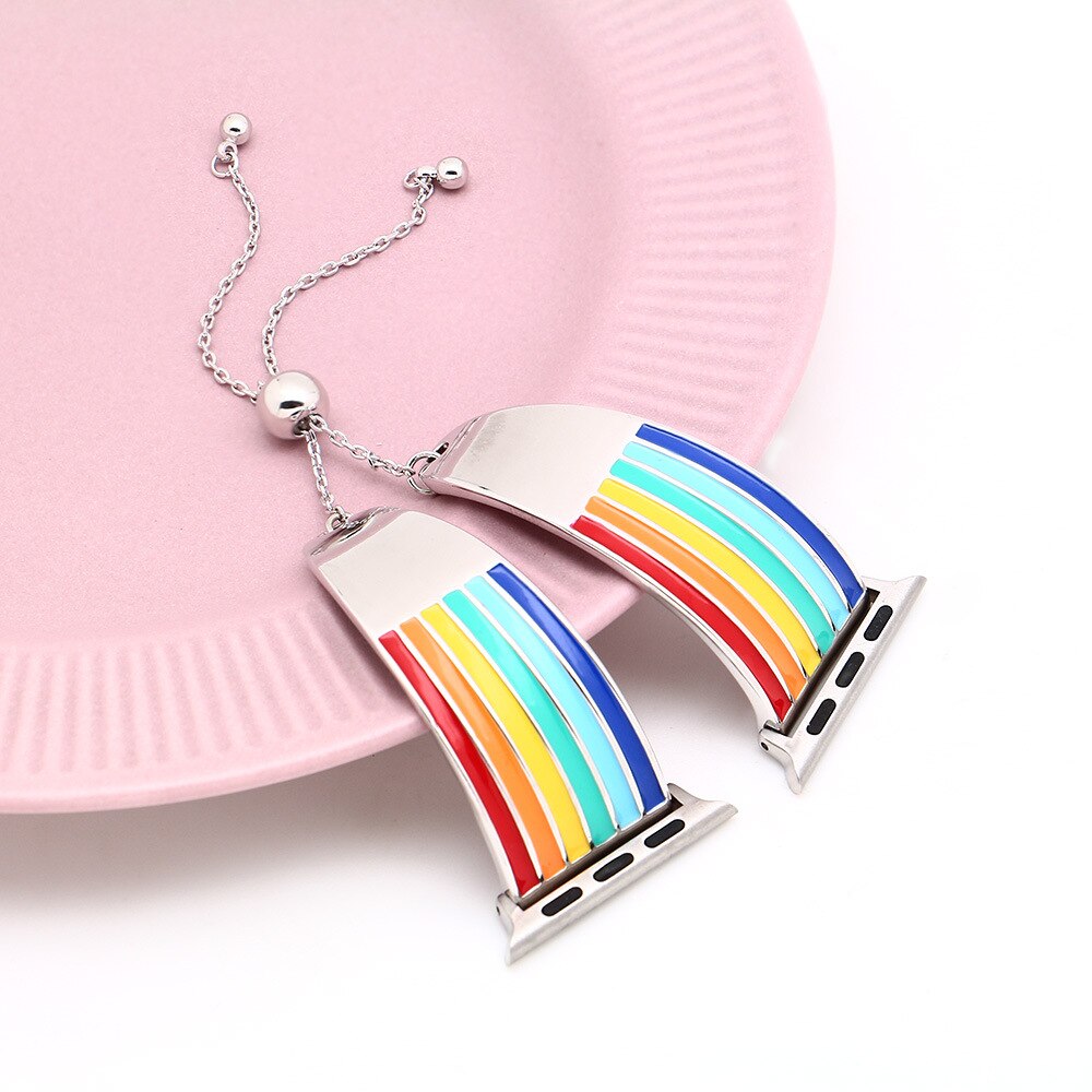 High-Quality Metal LGBT Rainbow Colorful Cuff Steel Strap Series 7 6 5