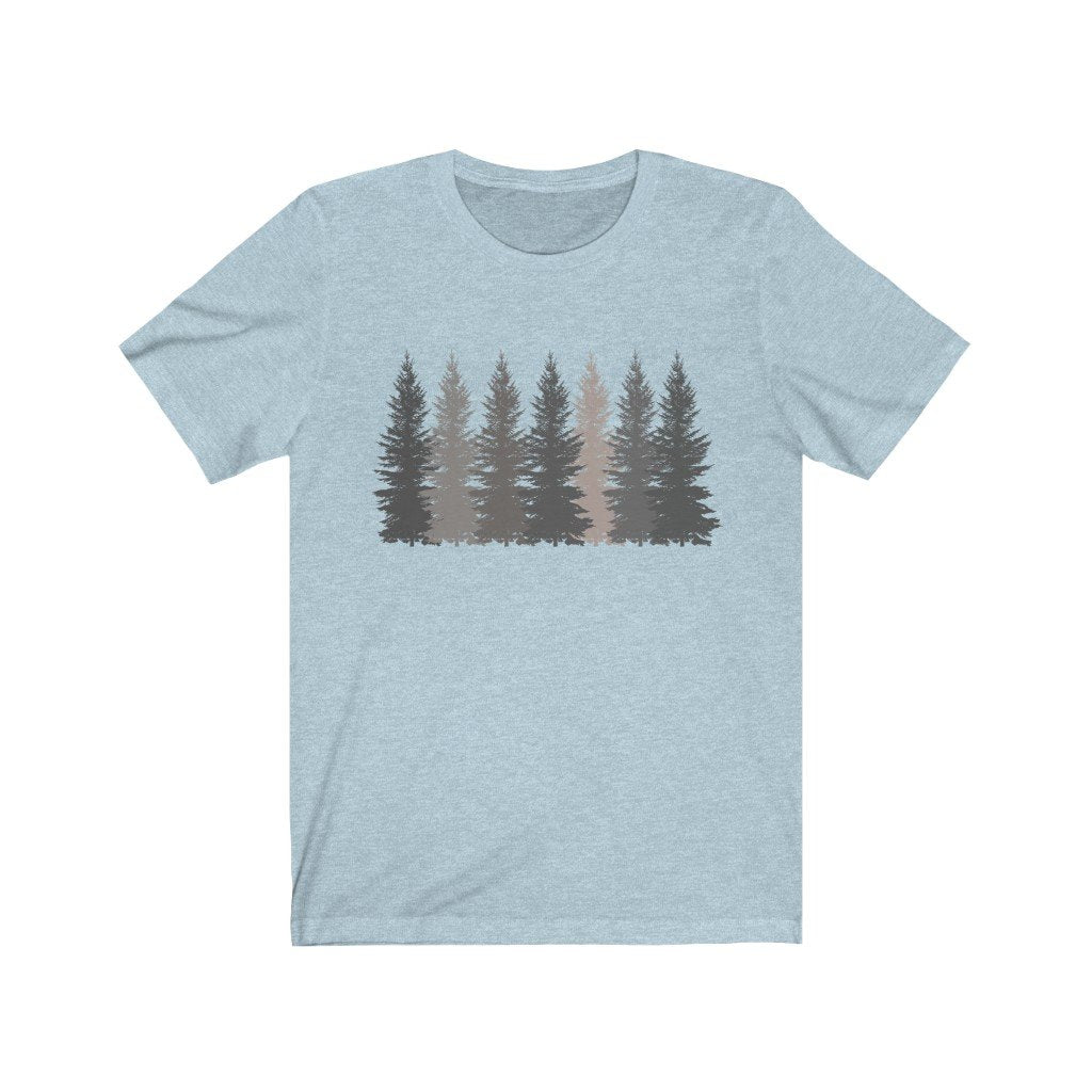 T-Shirt Heather Ice Blue / S Trees t shirt | Men's T-shirt | Nature shirt | Hiking shirt | Graphic Tees | Forest Tshirt