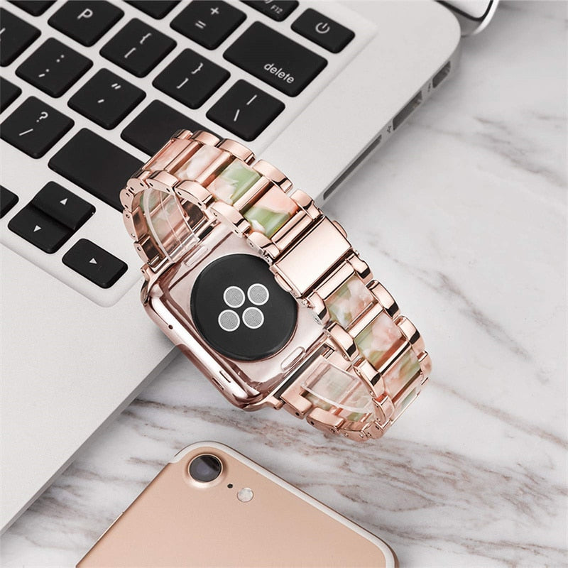 Metal Resin Strap For Apple Watch Band Series 7 6 5 4 Bracelet iWatch 38mm 40mm 41mm 42mm 44mm 45mm Wristband |Watchbands|