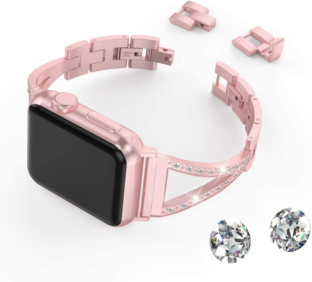 Luxury strap For Apple Series 7 6 5 Accessories Diamond Premium Steel