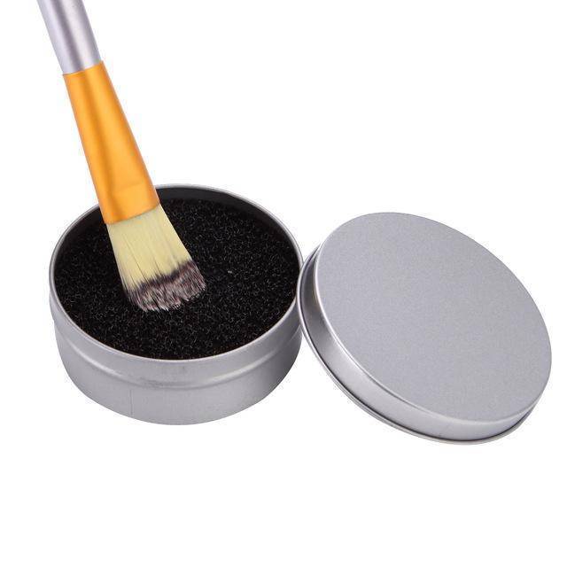 beauty silver Portable Makeup Brush Sponge Cleaner - Quick Dust Box