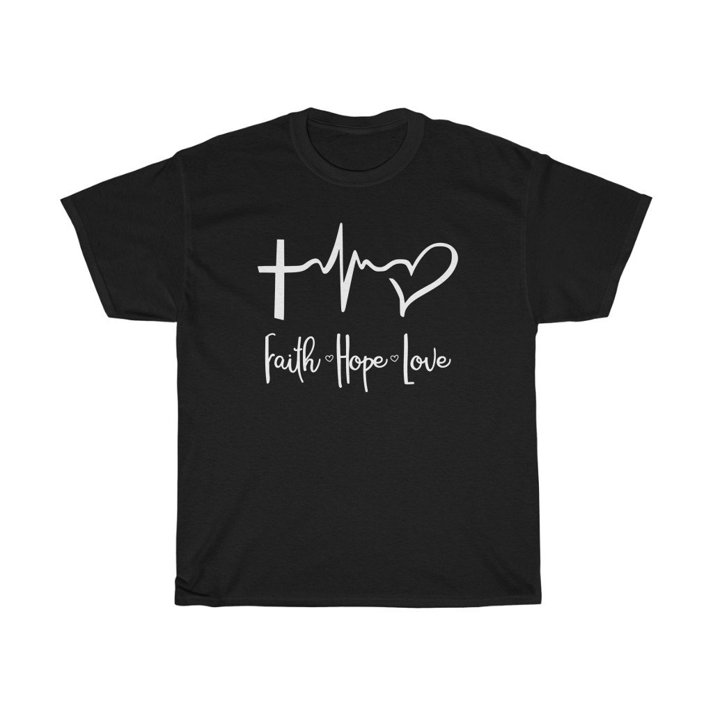 T-Shirt Black / S Faith Love Hope women tshirt tops, short sleeve ladies cotton tee shirt , small - large plus size