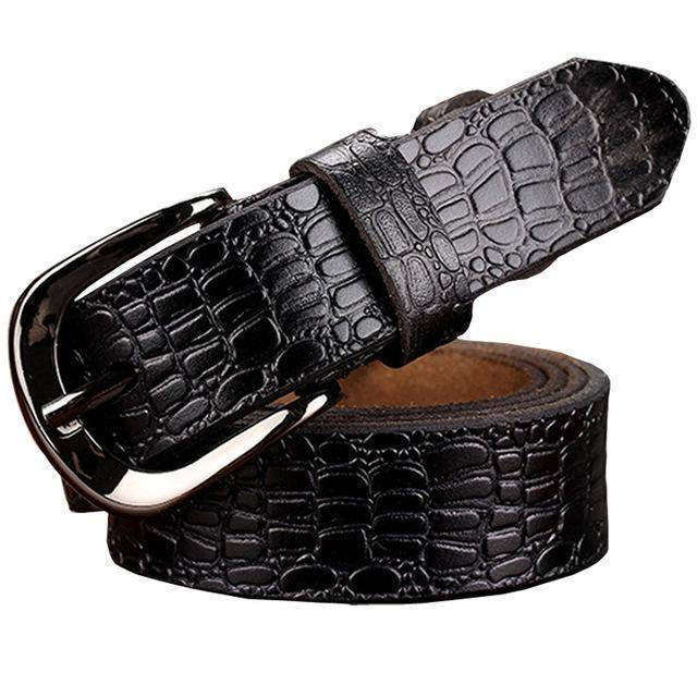 Belts Black / 85cm Fashion Belts for women Genuine leather belt woman High quality Designer Crocodile second layer Cow skin strap female for jeans