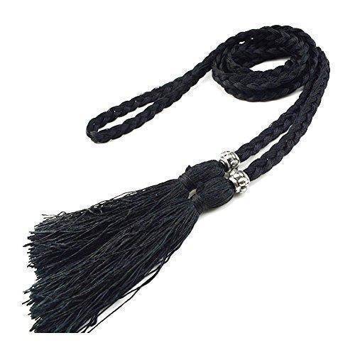 Belts Black Casual Rope Belts for Women Thin Braided Tassels Cummerbund Lady All-Match Waistband Fashion Accessories 15 Colors