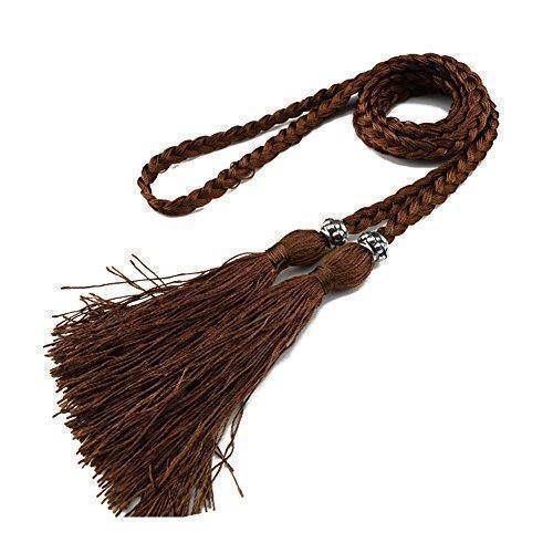 Belts Brown Casual Rope Belts for Women Thin Braided Tassels Cummerbund Lady All-Match Waistband Fashion Accessories 15 Colors