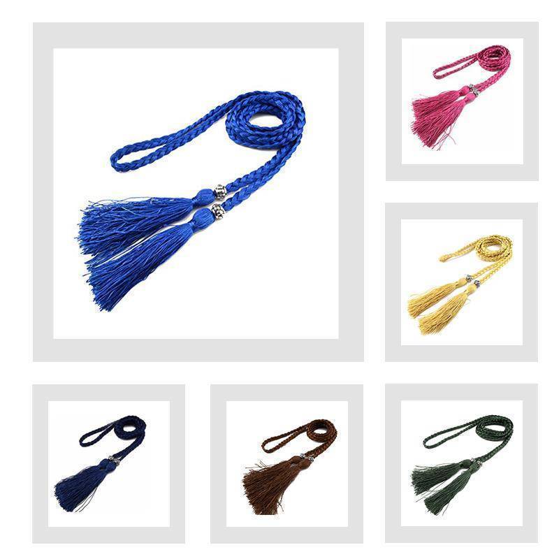 Belts Casual Rope Belts for Women Thin Braided Tassels Cummerbund Lady All-Match Waistband Fashion Accessories 15 Colors