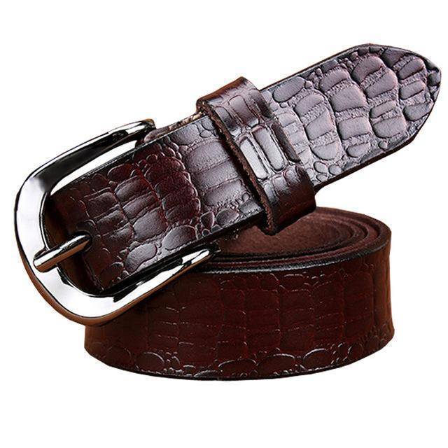Belts Coffee / 85cm Fashion Belts for women Genuine leather belt woman High quality Designer Crocodile second layer Cow skin strap female for jeans