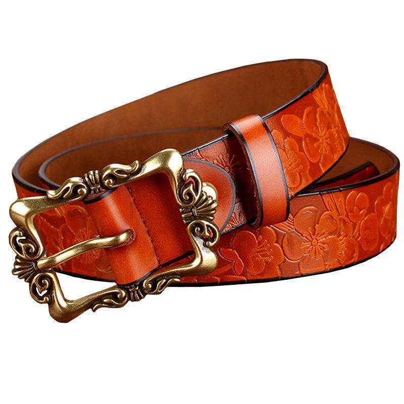 YCMI Women Western-Belts Vintage Leather Western Buckle Cowgirl