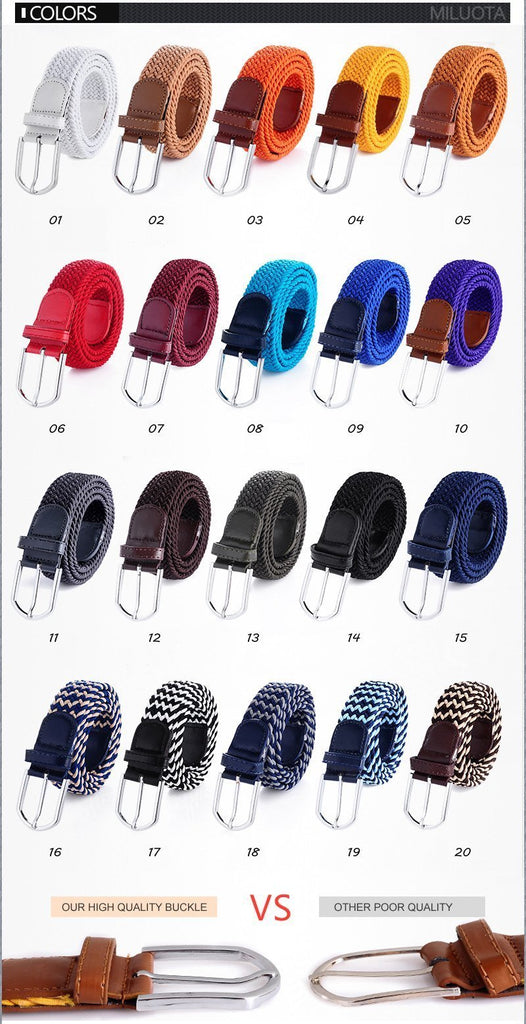 Belts High quality stretch women canvas belts for men elastic belt pin buckle Universal trouser pockets 20 colors
