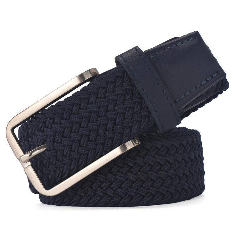 Belts Hot Colors Men Women's Casual Knitted Belt Woven Canvas Elastic Stretch Belt  Plain Webbing Belt Metal Buckle Black