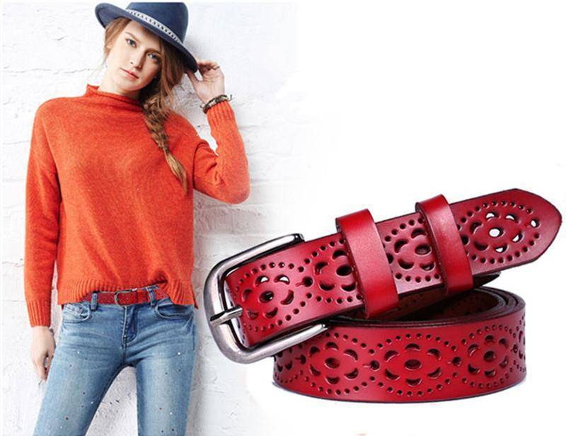 www.Nuroco.com - Women Fashion Genuine Leather Belt Woman Without Drilling Luxury
