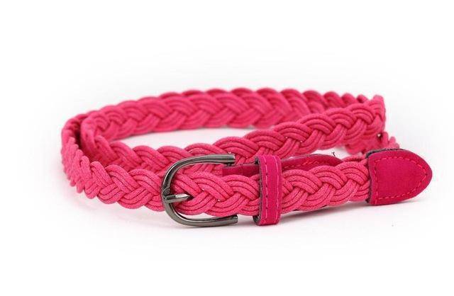 Belts pink / 110cm Hot Sell New Womens Belt New Style Candy Colors Hemp Rope Braid Belt Female Belt For Dress