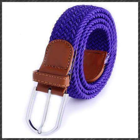 Belts purple High quality stretch women canvas belts for men elastic belt pin buckle Universal trouser pockets 20 colors