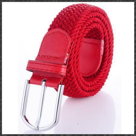 Belts red High quality stretch women canvas belts for men elastic belt pin buckle Universal trouser pockets 20 colors