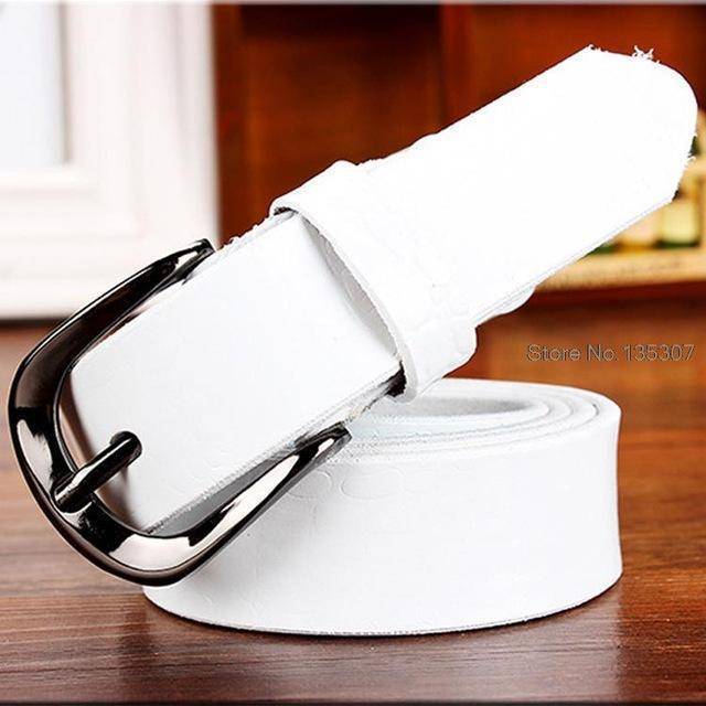 Belts White / 85cm Fashion Belts for women Genuine leather belt woman High quality Designer Crocodile second layer Cow skin strap female for jeans