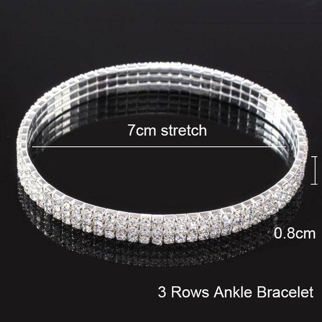 5 Sizes, Stretch Bling Anklets