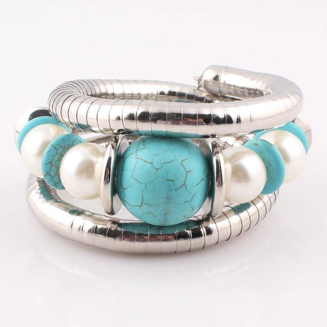 bracelet B Natural Stone Beads Charms Snake Bracelet  Pearl Adjustable Bangle