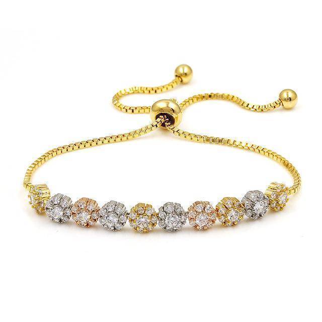 bracelet bigger 3 colors SALE! Flower Shape Cubic Zirconia Crystal Adjustable CZ Zircon Bracelets