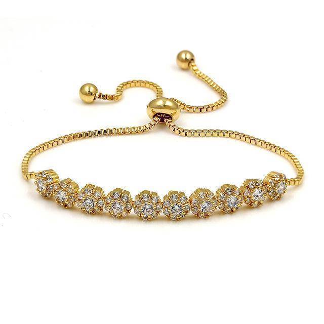 bracelet bigger flower gold SALE! Flower Shape Cubic Zirconia Crystal Adjustable CZ Zircon Bracelets