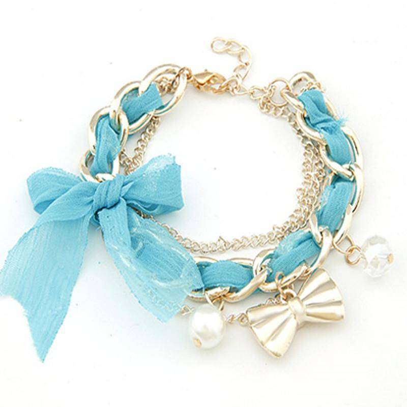 Bracelet blue Simulated Pearl Charm Gold Color Bracelets Bangles