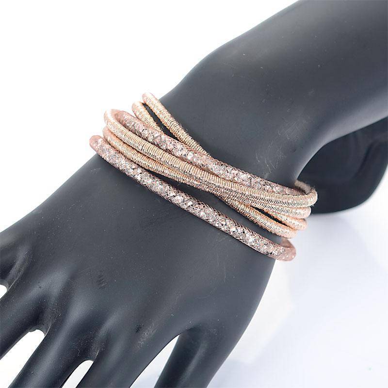 Bracelet Crystal Bracelets Mesh Chain With Full Resin Crystal Magnetic Double Wrap Bracelet